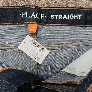 NWT The Children's Place Boys Straight Jeans 12 Husky adjustable band Dark Wash